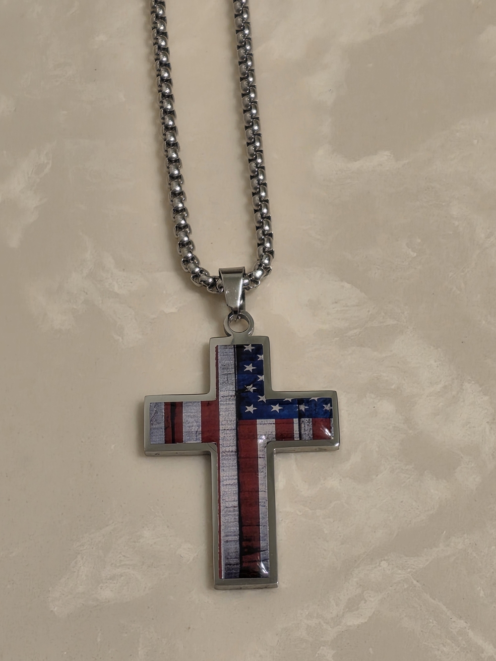 American Flag Cross Pendant Necklace